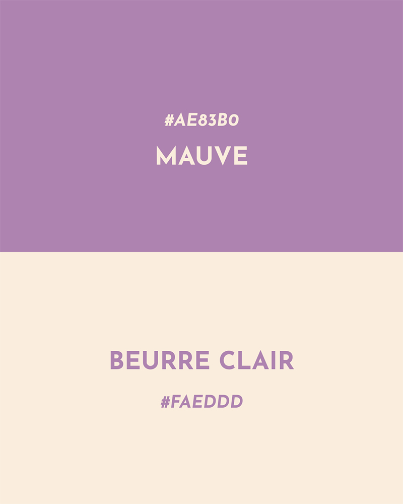 idée d'assemblage de couleur : mauve + beurre clair